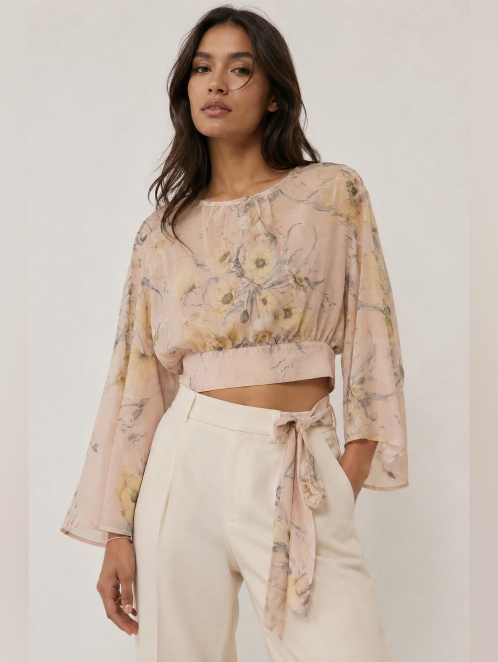 H&M Conscious Floral Tie Back Blouse